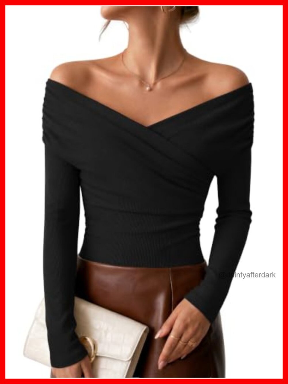 Off Shoulder Wrap Long Sleeve Going Out Top Y2K Slim Fit